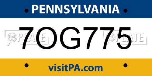 7OG775 Pennsylvania License Plate