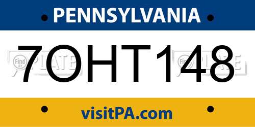 7OHT148 Pennsylvania License Plate