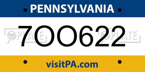 7OO622 Pennsylvania License Plate