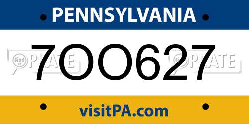 7OO627 Pennsylvania License Plate