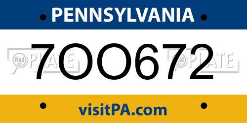 7OO672 Pennsylvania License Plate