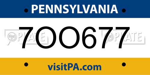 7OO677 Pennsylvania License Plate