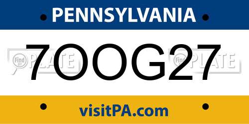 7OOG27 Pennsylvania License Plate