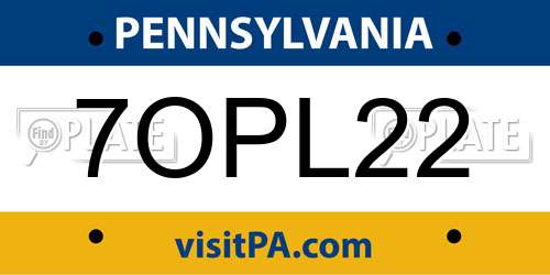7OPL22 Pennsylvania License Plate
