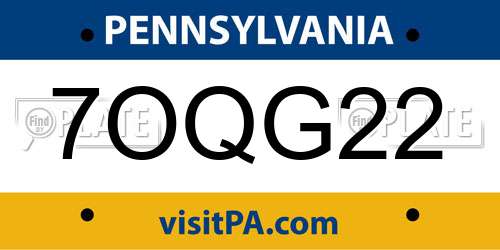 7OQG22 Pennsylvania License Plate