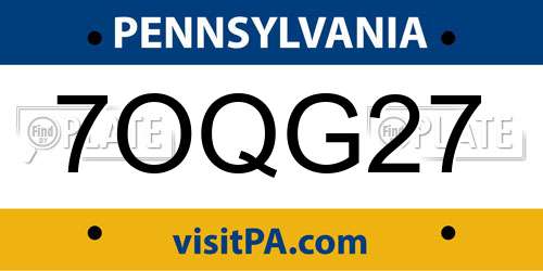7OQG27 Pennsylvania License Plate