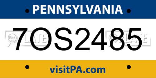 7OS2485 Pennsylvania License Plate