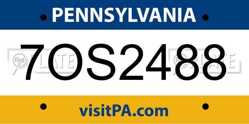 7OS2488 Pennsylvania License Plate