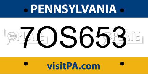 7OS653 Pennsylvania License Plate