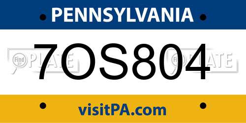 7OS804 Pennsylvania License Plate