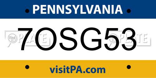 7OSG53 Pennsylvania License Plate