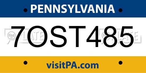 7OST485 Pennsylvania License Plate