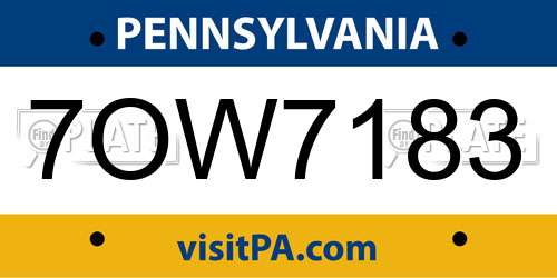 7OW7183 Pennsylvania License Plate