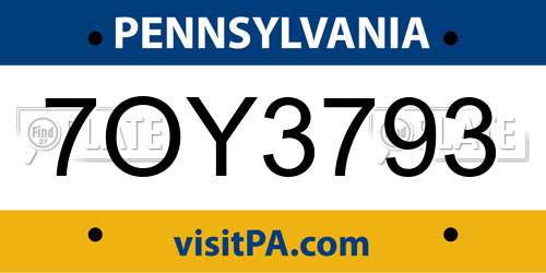 7OY3793 Pennsylvania License Plate