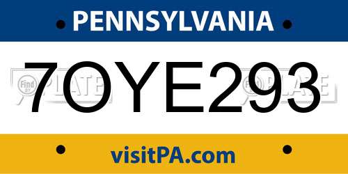 7OYE293 Pennsylvania License Plate