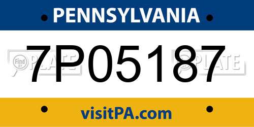7P05187 Pennsylvania License Plate