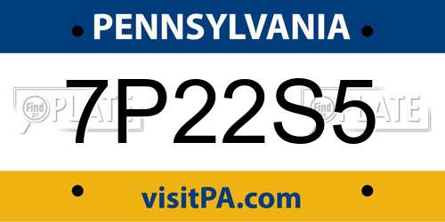 7P22S5 Pennsylvania License Plate
