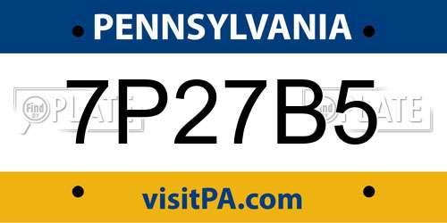 7P27B5 Pennsylvania License Plate