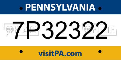 7P32322 Pennsylvania License Plate