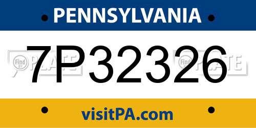 7P32326 Pennsylvania License Plate