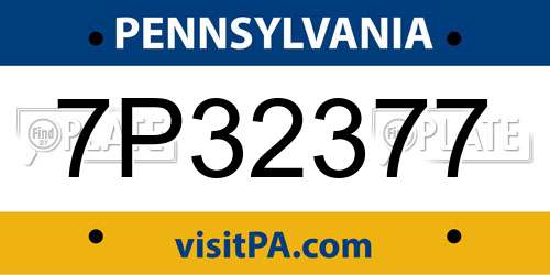 7P32377 Pennsylvania License Plate