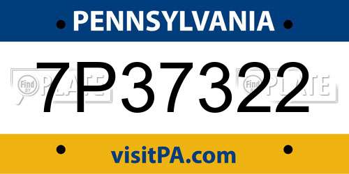 7P37322 Pennsylvania License Plate