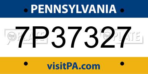 7P37327 Pennsylvania License Plate
