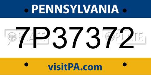 7P37372 Pennsylvania License Plate
