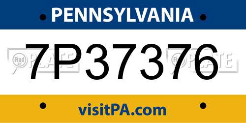 7P37376 Pennsylvania License Plate