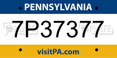 7P37377 Pennsylvania License Plate