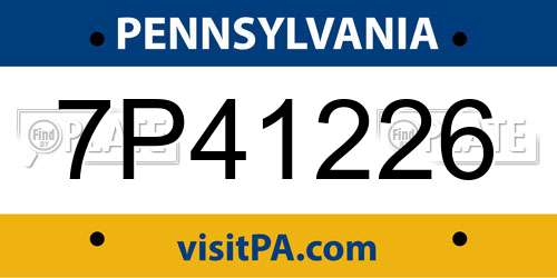 7P41226 Pennsylvania License Plate
