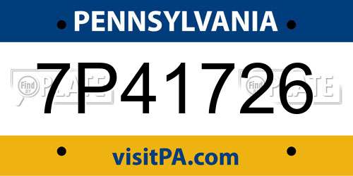 7P41726 Pennsylvania License Plate