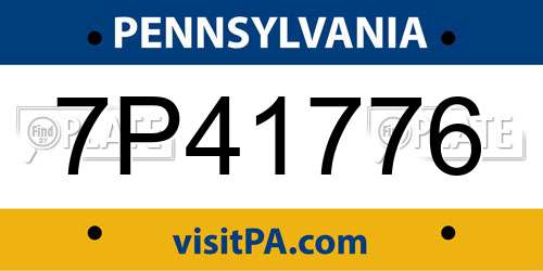 7P41776 Pennsylvania License Plate