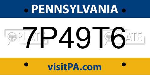 7P49T6 Pennsylvania License Plate