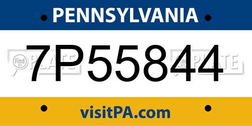 7P55844 Pennsylvania License Plate