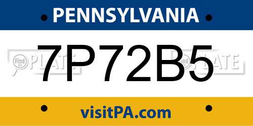 7P72B5 Pennsylvania License Plate