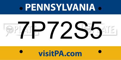 7P72S5 Pennsylvania License Plate