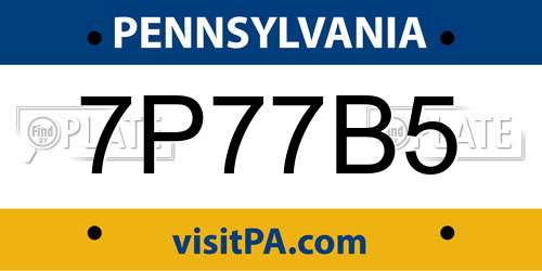 7P77B5 Pennsylvania License Plate