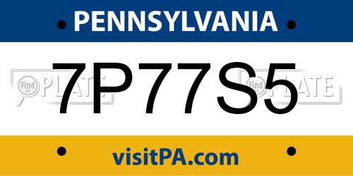 7P77S5 Pennsylvania License Plate