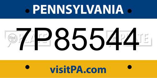 7P85544 Pennsylvania License Plate