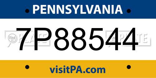 7P88544 Pennsylvania License Plate