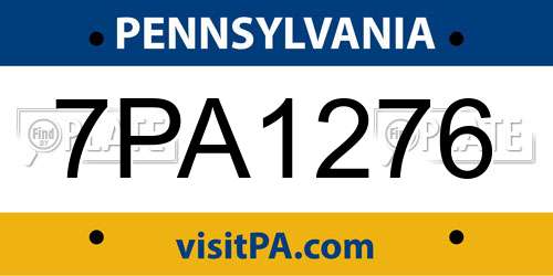 7PA1276 Pennsylvania License Plate