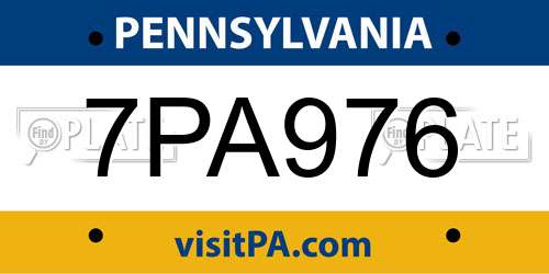 7PA976 Pennsylvania License Plate