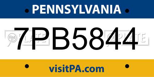 7PB5844 Pennsylvania License Plate