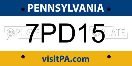 7PD15 Pennsylvania License Plate
