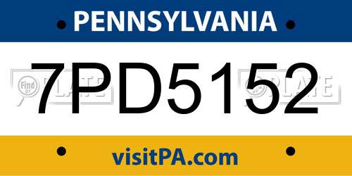 7PD5152 Pennsylvania License Plate