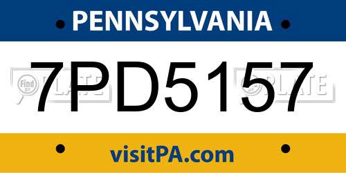 7PD5157 Pennsylvania License Plate