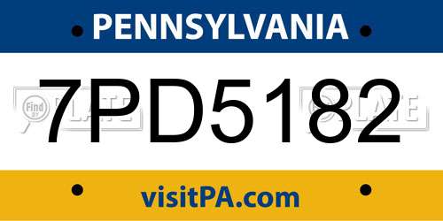 7PD5182 Pennsylvania License Plate