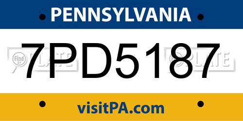 7PD5187 Pennsylvania License Plate