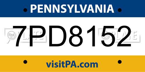 7PD8152 Pennsylvania License Plate